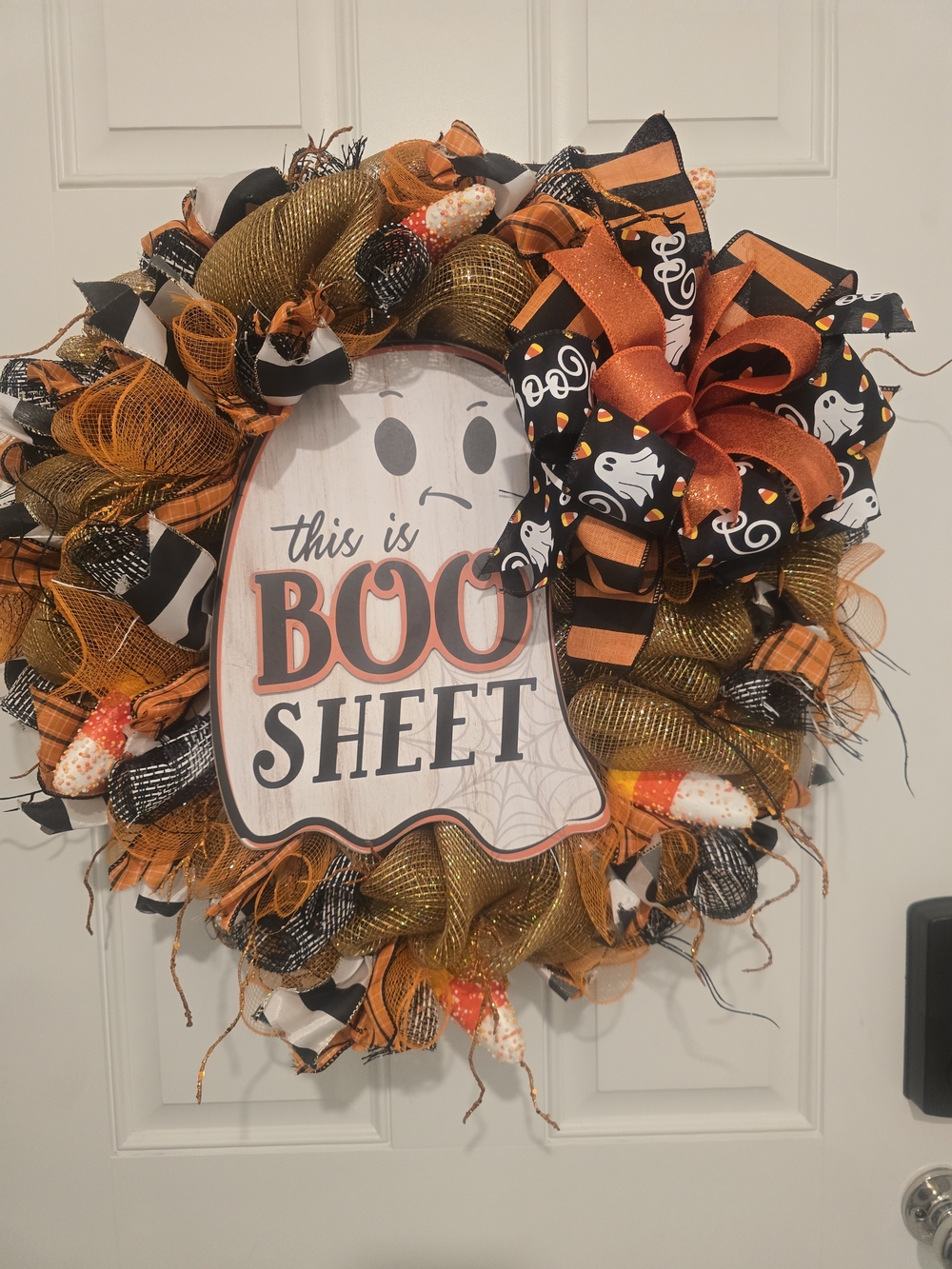 Halloween "This is Boo Sheet" Ghost Wreath